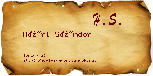 Hörl Sándor névjegykártya